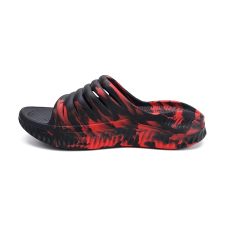 Sandales Sport de Récupération avec Semelle Orthopédique Épaisse | Camo Noir Rouge